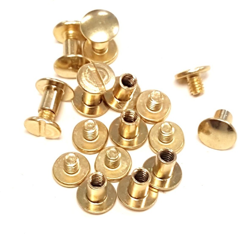 10 Pack of 1/4" Solid Brass Chicago Screw Fasteners