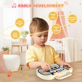 Ovshnrr Motorikbrett, LED Lichtschalter Motorikspielzeug, Stromkreisschalter, Recorder Busy Board, Praktische Aufklärung für Kinder, Sensorische Spielzeuge für Kleinkinder im Alter von 1–3 Jahren