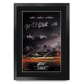 HWC Trading Fast Five Vin Diesel, Paul Walker 16 x 12 inch Framed Gifts Printed Poster Signed Autograph Picture for Movie Memorabilia Fans - 16" x 12" Framed