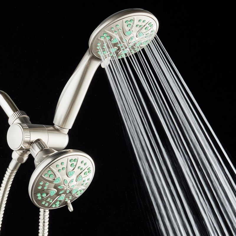 AquaDance Antimicrobial/Anti-Clog High-Pressure 30-setting Dual Head Combination Shower with Microban