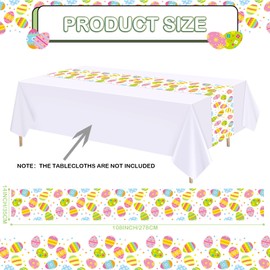 VitalCozy 6 Pcs Easter Table Runner 14 x 108 Inch Colorful Easter Eggs Bunny Disposable Plastic Table Runner for Kitchen Decorations Home Spring Birthday Party Supplies (Adorable Egg)