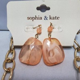 SOPHIA & KATE peach gold Necklace and earring set NWT