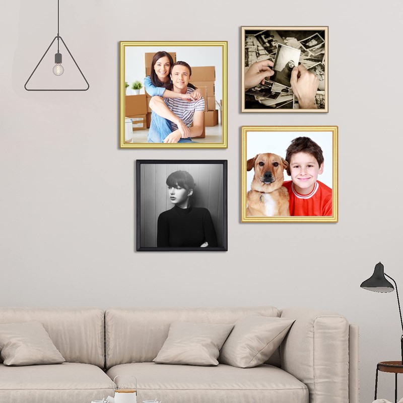Autjvy 6x6 Picture Frame Set of 2, Gold Modern Simple