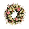 Nearly Natural 20in. White & Pink Rose Artificial Wreath