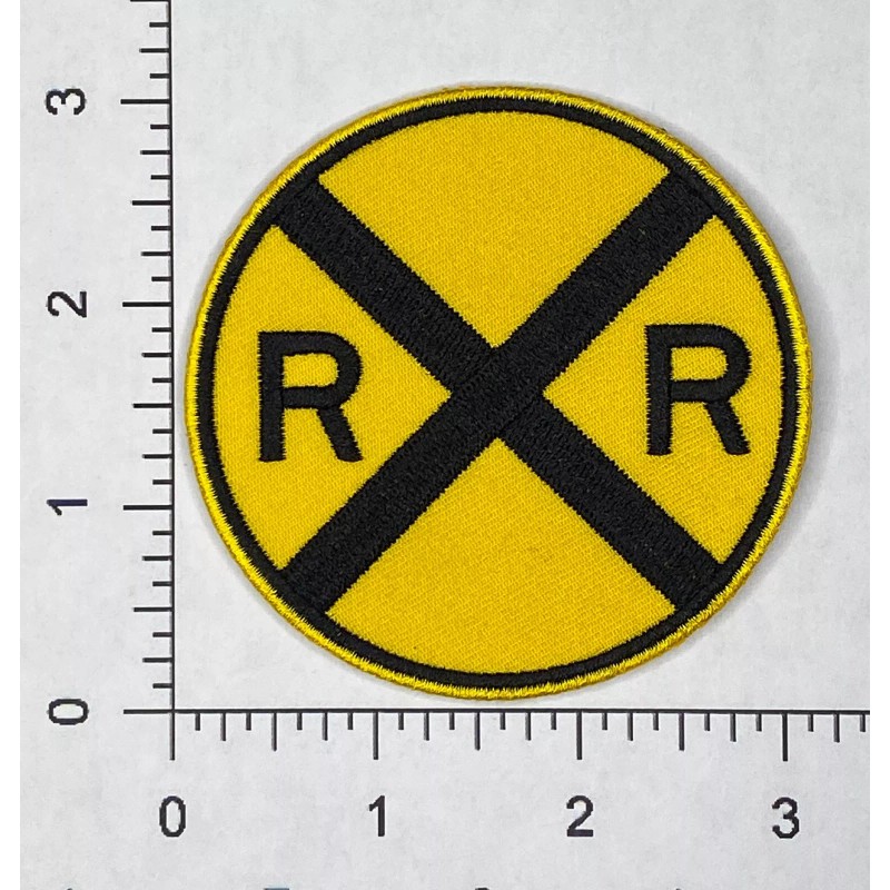 3" Rail Road Crossing Patch, RR Xing, nice embroidery, sew