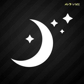 Crescent Moon and Stars Vinyl Decal Sticker | Half Moon