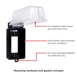 UltraPro Outdoor Outlet Cover, Single Gang Outdoor Outlet Cover Weatherproof Enclosure, Rated for Wet Locations, Outdoor Electrical Box Waterproof Plug Covers, Black, 49204