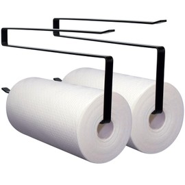 PAYANGPU Paper Towel Holder Under Cabinet, 2 Pack Paper Towel Holder Dispenser Hanger Under Cabinet Roll Rack Sliding Wall Mount Hanging for Kitchen Bathroom Pantry Toilet No Drilling