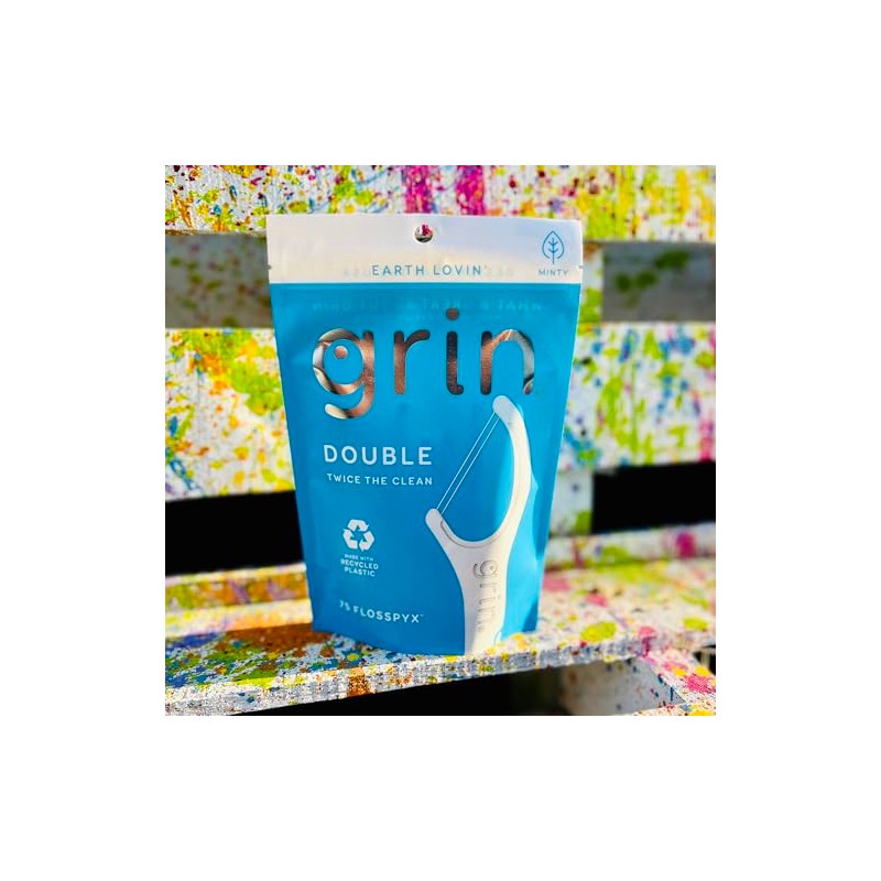 GRIN, Double Flossypx Travel, Hilo Dental Ecológico y Extra Largo,