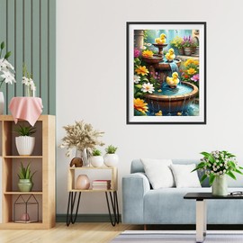 TOSTOG Diamond Painting Kits for Adults,Little Yellow Ducks Full Drill Diamond Art Embroidery Pictures,5D DIY Diamond Art Kit for Home Wall Decor 30x40cm/12x16inch