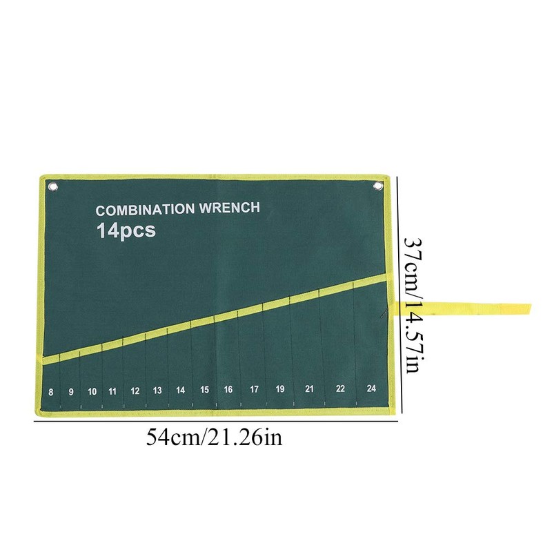 Green Color Set Wrench Pockets Multi-Pocket Canvas Roll Up Tools