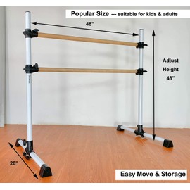 MARFULA 4 Ft Portable Wood Ballet Barre Ballet Bar Dance Barre Freestanding with Carry Bag
