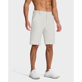 SNOWTEN Men's Classic Fit 11 Inch Golf Shorts Lightweight Quick-Dry Stretch Fabric with 4 Pockets for Hiking Casual Work Cream White 38