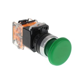 Emergency Push Button Switch, Green Mushroom Head, for Home or Industrial Equipment, Operating Rooms, Distribution Boxes, NO NC, 22mm, Spring Return (1 Pack)