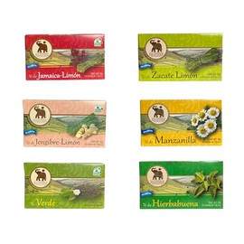 Haathee Tés Selectos | Pack Té Línea Selecta Premium | 6 Sabores | Jamaica, Zacate, Jengibre Limón, Manzanilla, Té Verde y Hierbabuena | Infusiones Frutales y Herbales | 6 Cajas de 25 Sobres de 1.2 gr