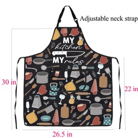 ENSIANTH Lustige Küchenschürzen für Damen und Herren, mit Taschen, My Kitchen My Rules, Kochschürze, Kochliebhaber, Geschenke, Küchengeschirr, Geschenke, 25617 My Rules A, M