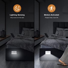 【4 Pack】 Motion Sensor Night Light, Stick-On Motion Sensor Lights Indoor, Battery Powered Under Cabinet Kitchen Lights with Adhesive Pads, Auto/On/Off for Cupboard Wardrobe Stair Kitchen
