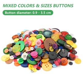 Bekecidi Buttons for Crafts, Buttons in Various Sizes and Colours, Mixed Round Resin Buttons, Coloured Buttons for Sewing, Crafts, Knitting, Baby Cardigans, DIY Handmade (9 mm - 35 mm)