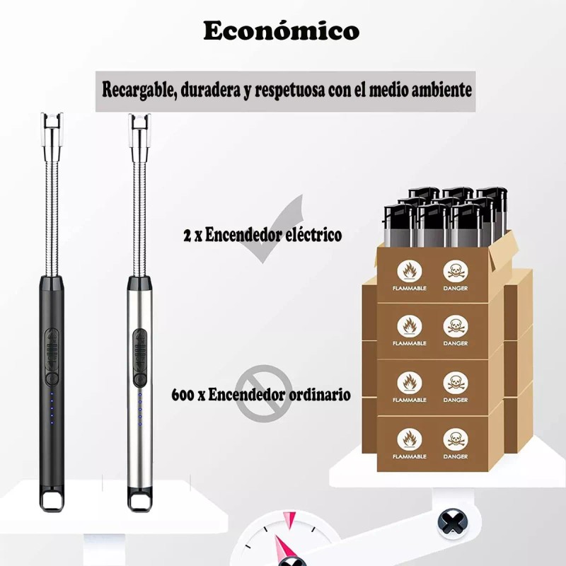 LOMETEB 2pcs Usb Encendedor Eléctrico Portátil Recargable De Cocina