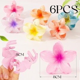 6 Stück Hawaii Haarspangen Große Blumen Haarspange Strandblumen Haarklammer Kopfschmuck für Mädchen und Frauen Strand Party Pool Urlaub - 8cm