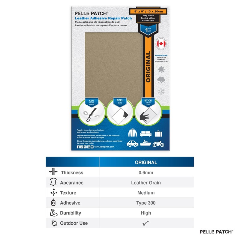Pelle Patch - Leather Tear Repair - 25 Colors Available