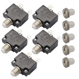 T Tocas 5pcs Push Button Reset 20A Circuit Breakers with Quick Connect Terminals Waterproof Button DC50V AC125-250V