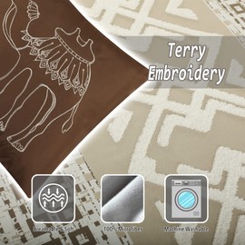 Stratford Park Camel Sands 7 Piece Comforter Set, Taupe, Queen, Geometric Design