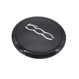 Matte Black Wheel Centre Hub Cap Trim 51907951 for FIAT 500 Wheel Center Cap Replacement Anti-Dust(Black Circle White Letter)