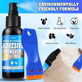 Adhesive Remover - 3.5oz*2 Surface Safe Rapid Glue Remover with Scraper, Sticker Remover for Cars, Windows, Walls, Efficiently Remove Sticky Residues, Labels, Tape, Gum, Bandages, Adhesives, Wax