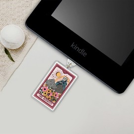 The Audacity Kindle Charms, Dust Plug Charm, Accessories Kindle 1.5 Inches Funny Tarot Card Skeleton Sarcastic Flowers, Lightning/Type C Acrylic Material, Accessories for E-Reader, Anti-Dust Plugs