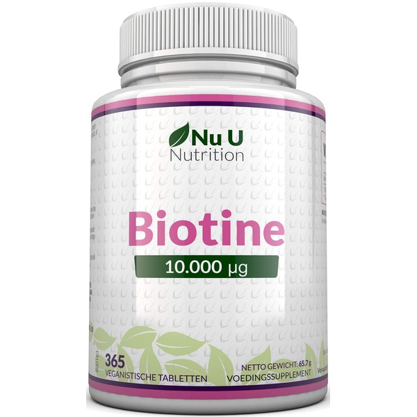 Biotine Hair Groeisupplement | 365 Tablets (Full Jaarvoorraad) | Biotine 10,000 Micrograms van Nu U Nutrition
