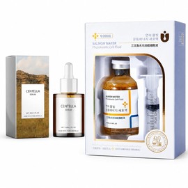 Set Facial de Sueros Ligeros 2 Piezas, Suero de Centella 30 ml y Esencia Facial Salmon Water 50 ml con Aplicador, Kit de Cuidado Diario para Rostro, Día y Noche
