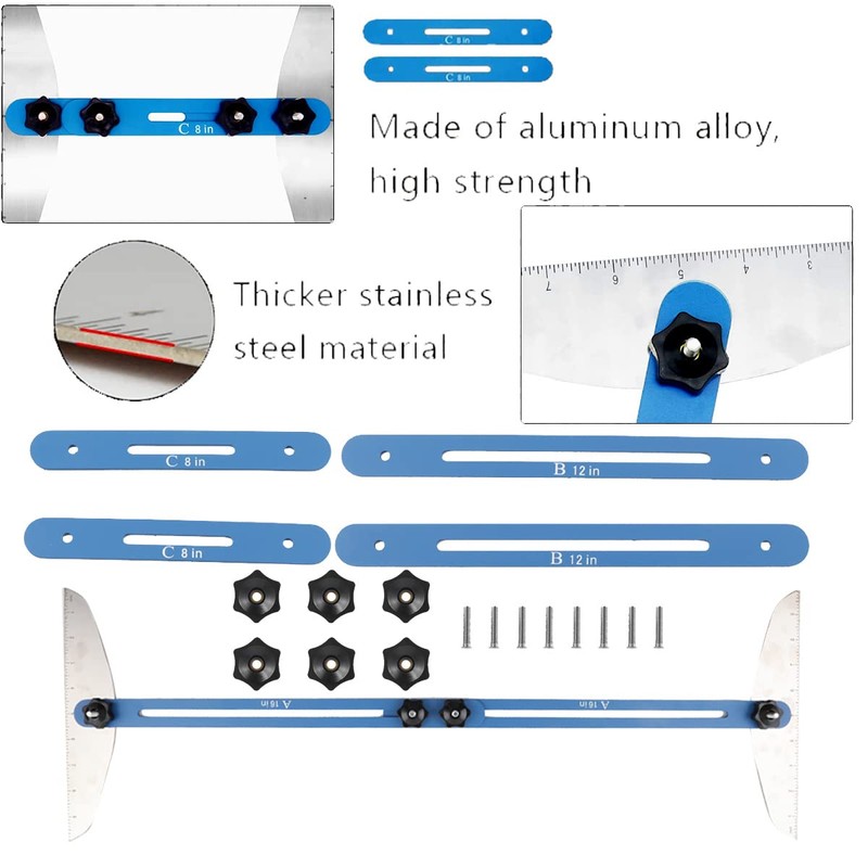 EWANYO Stair Tread Template Tool, Metal Stair Tread Gauge Shelf