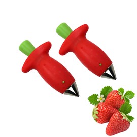2 Stück Erdbeerschneider,Erdbeer Strunkentferner,Erdbeerentstrunker,Erdbeer Entstieler,für Wmf Tomatenstrunkentferner,Langlebig Erdbeeren Schneider,Edelstahl Rostfrei Rot für Erdbeeren Tomaten & Obst