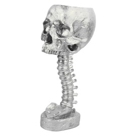 Skull Planter Spine Stand Set Innovative Exquisite Decorative Hand Painted Resin Skeleton Flower Pot for Home Garden Silver