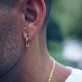 2 x Men's 18K Gold Hoop Earrings with 316L Stainless Steel Base Waterproof and Sweatproof (15mm, Gold) DVRK 15mm Stainless Steel, No Gemstone, Stainless Steel, No Gemstone