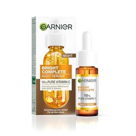 Garnier Serum Nocturno Anti-Manchas Focales para Cara, con 10% de Vitamina C Pura y Ácido Hialurónico, Anti-Pigmentación y Opacidad, Para Todos los Tipos de Piel, Aprobado por Cruelty Free
