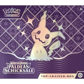 Pokémon Pokémon-Sammelkartenspiel: Top-Trainer-Box Karmesin & Purpur – Paldeas Schicksale (9 Boosterpacks, 1 holografische Vollbild-Promokarte & Zubehör)