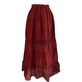 Kiran Fashion Cotton Maxi Skirt Summer Boho Festival Lined One Size Fits 10 12 14 16 18 20 (Burnt Orange)