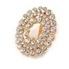 Clear Crystal Wreath Clip On Earrings In Gold Tone -