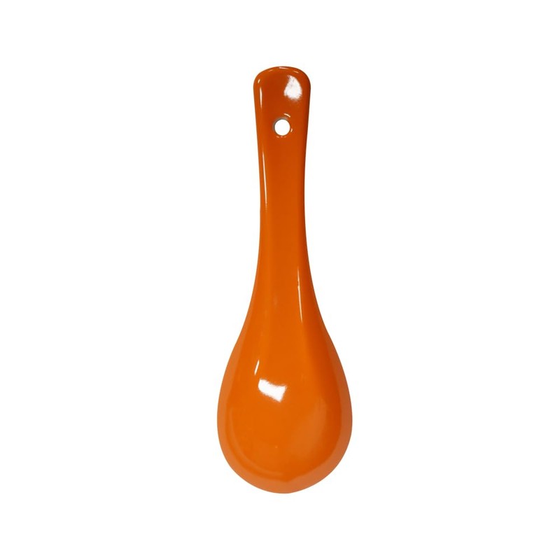 Xmomx 6 pcs Orange Soup Spoon Round-Bottom Asia Porcelain Ceramic