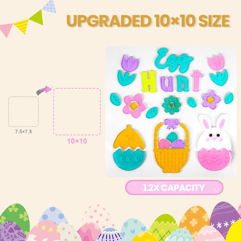 Easter Gel Window Clings Set, Upgraded Larger Size, Reusable Jelly