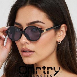 Onrtry Retro Oval Sunglasses for Women and Men Small 90s Style Round Tortoise Sun Glasses 2 Pack(Black+Brown)