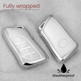 CTRINEWS for Lexus Key Fob Cover with Fashionable Zirconia Wristlet KeyChain, Enchanting Diamond Patterns Soft Case for Lexus ES LC LS (2018-2022), (4 buttons) Fob Shell (White, B)