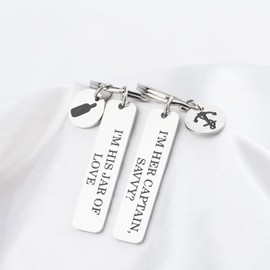 SEIRAA Captain Jack Keychain Jack Sparrow And Elizabeth Gifts Pirates Movie Keychain Captain Jack Sparrow Jewelry (HER HIS)