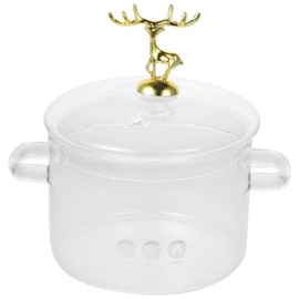 Tofficu Borosilicate Soup Pot Christmas Elk Clear Cooking Noodle Pot Pan Household Clear Soup Pot Kitchen Cooking Pot with Lid