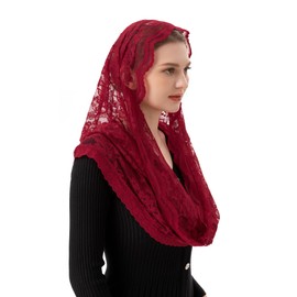 PAMOR Infinity Chapel Velo floral latino para la cabeza de la iglesia, Borgoña, Talla única