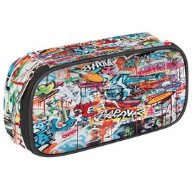 Abstract Graffiti Big Capacity Pencil Case Pencil Pouch with Zipper, Pen Marker Stationery Bag Art Supply Storage Organizer Box Portable Stationery Storage Bag Pen Holder for Boys Girls