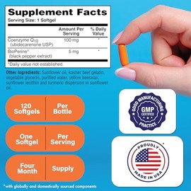 Health Tru Nutrition | CoQ10 Con BioPerine, 100 MG, 120 Cápsulas