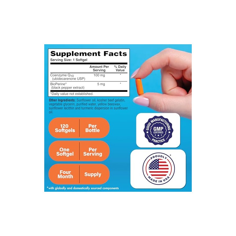 Health Tru Nutrition | CoQ10 Con BioPerine, 100 MG, 120